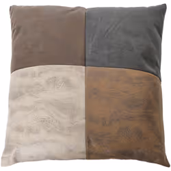 Coussin Patchwork 40x40cm Aspect Vieux Cuir Déhoussable