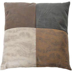 Coussin Patchwork 40x40cm Aspect Vieux Cuir Déhoussable