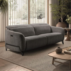 AMSTEN - Canapé relax électrique 3 places tissu polyester gris