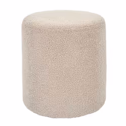 REGINA - Pouf en tissu bouclette taupe
