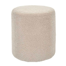 REGINA - Pouf en tissu bouclette taupe
