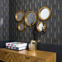5 Miroirs Décoratifs Muraux Ronds Avec Encadrement Doré