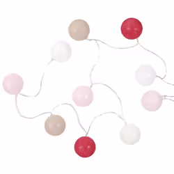 Guirlande lumineuse intérieur 10 boules led rose beige et blanc (L1m65)