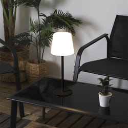 Lampe nomade dextérieur blanc et noir rechargeable USB avec 3 niveaux éclairage