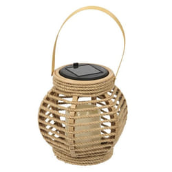 Lanterne solaire led effet bougie en polypropylène beige avec anse (H15 cm)