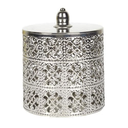 Boîte décorative en fer argenté avec couvercle style marocain (H148 cm)
