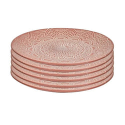 Set de 6 assiettes plates en céramique terracotta motif mandala (Ø27 cm) - AKKA