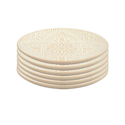 Set de 6 assiettes à dessert en céramique beige motif mandala (Ø195 cm) - AKKA