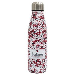 Bouteille de Transport isotherme 50cl fleurs roses et inscription Merci maîtresse