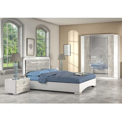 GOYA - Ensemble Lit 140x190cm + 2 Chevets + Armoire
