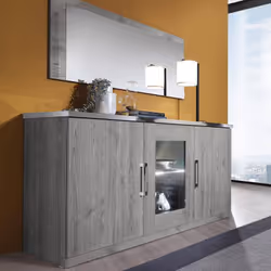 Altobuy - naktam - Miroir Longueur 150cm Aspect Chêne Gris Laqué - Gris