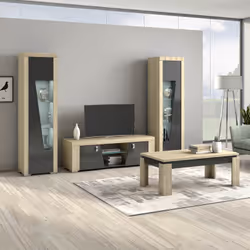 Altobuy - guest - Vitrine Droite 1 Porte Aspect Chêne Miel - Marron clair