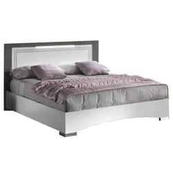Fadily - Lit 140x190cm Laquée Blanc avec Eclairage Led - Blanc