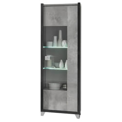 Altobuy - hoffman - Vitrine 1 Porte Réversible Gris Aspect Pierre avec Led - Gris