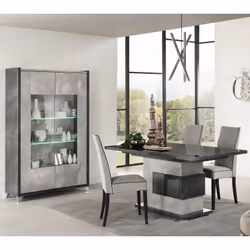 Hoffman - Vitrine 2 Portes Gris Aspect Pierre avec Led - Gris
