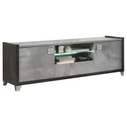 Altobuy - hoffman - Meuble tv 2 Portes 160cm Gris Aspect Pierre avec Led - Gris