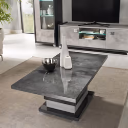 Altobuy - hoffman - Table Basse à Pied Central Gris Aspect Pierre - Gris