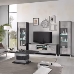 Altobuy - hoffman - Table Basse à Pied Central Gris Aspect Pierre - Gris