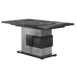 Hoffman - Table de Repas Allongeable à Pied Central Gris Aspect Pierre - Gris