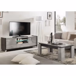 Hoffman - Table Basse à 4 Pieds Gris Aspect Pierre