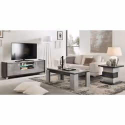 Hoffman - Table Basse à 4 Pieds Gris Aspect Pierre