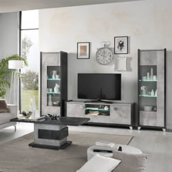 HOFFMAN - Ensemble Salon Complet Gris Aspect Béton