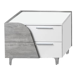 Abby - Chevet Gauche 2 Tiroirs Blanc et Aspect Bois