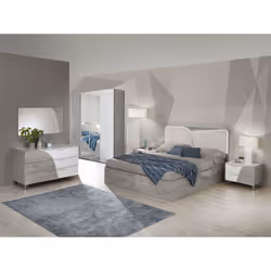 Abby - Chevet Gauche 2 Tiroirs Blanc et Aspect Bois