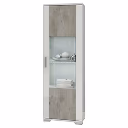 Altobuy - lynda - Ensemble Salon Laqué Blanc et Gris Béton - Blanc