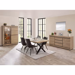 Massire - Buffet 2 Portes 3 Tiroirs Aspect Bois Finition French Oak - Marron clair