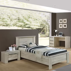 Altobuy - natural - Bureau 3 Tiroirs Aspect Bois Clair - Marron clair