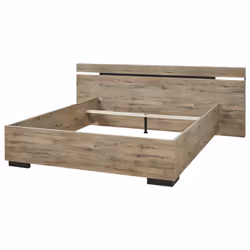 Irisa - Lit 140x190cm Aspect Bois avec Eclairage Led - Marron clair