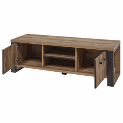 Altobuy - kora - Meuble tv 2 Portes Aspect Bois et Métal Poudré Noir - Marron clair