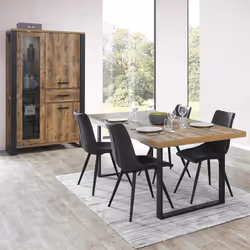 Kora - Table 200cm Aspect Bois Piètement u Métal Poudré Noir - Marron clair