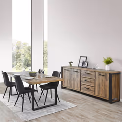 Kora - Table 200cm Aspect Bois Piètement u Métal Poudré Noir - Marron clair