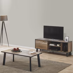 Karmina - Table Basse Aspect Bois et Métal