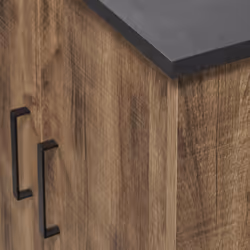 Altobuy - jenna - Buffet 4 Portes 3 Tiroirs Aspect Bois et Métal Noir - Marron clair - Vue supplémentaire 4