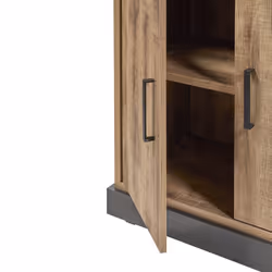 Altobuy - jenna - Buffet 4 Portes 3 Tiroirs Aspect Bois et Métal Noir - Marron clair - Vue supplémentaire 7