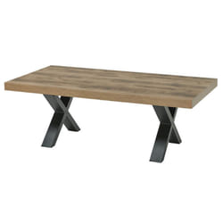 Jenna - Table Basse Aspect Bois Piètement x Métal Poudré Noir