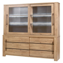 Nilla - Buffet-Vaisselier avec Eclairage Led Aspect Bois - Marron clair