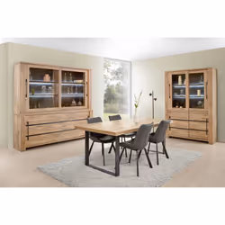 Nilla - Buffet-Vaisselier avec Eclairage Led Aspect Bois - Marron clair - Vue supplémentaire 4