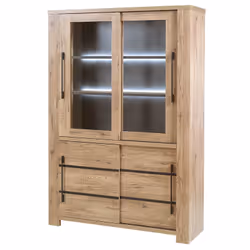 Nilla - Ensemble Buffet + Vitrine + Table 230cm Aspect Bois - Marron clair - Vue supplémentaire 4