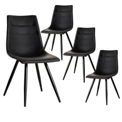 Altobuy - kora - Lot de 4 Chaises Simili Cuir Noir - Noir