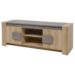 Altobuy - fanny - Meuble tv 2 Portes Aspect Bois et Pierre