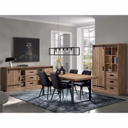 Cedra - Table 170cm Aspect Bois Piètement u Métal Poudré Noir - Marron clair