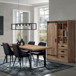 Cedra - Ensemble Industriel Argentier + Table 230cm Piètement u - Marron clair