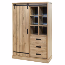 Cedra - Ensemble Industriel Argentier + Table 230cm Piètement u - Marron clair