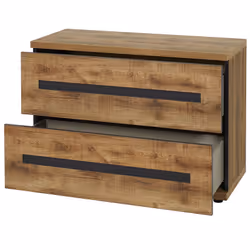 Candas - Commode 2 Tiroirs Effet Bois et Béton Anthracite