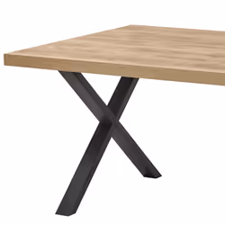 CARSON - Table 230cm Aspect Bois Piètement X Métal Poudré Noir