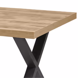 CARSON - Table 230cm Aspect Bois Piètement X Métal Poudré Noir